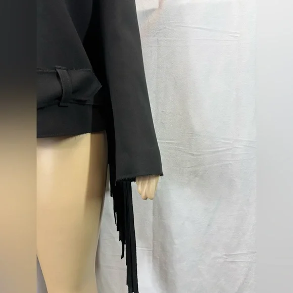 MSGM Crepe Polyester Fringe Motorcycle Jacket